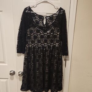 Torrid Black Lace Over Silver Lining Dress